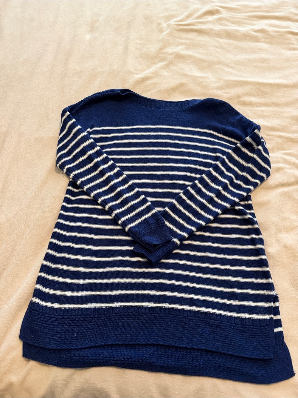 Old Navy Navy and White Striped Boatneck Sweater